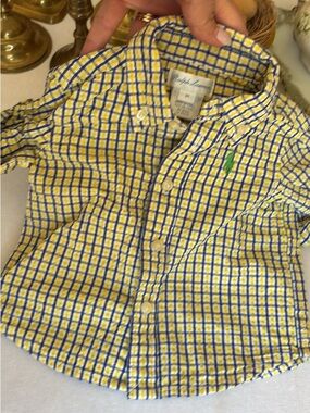 Ralph Lauren Yellow & Blue Plaid Button-Down Shirt for Baby Boy